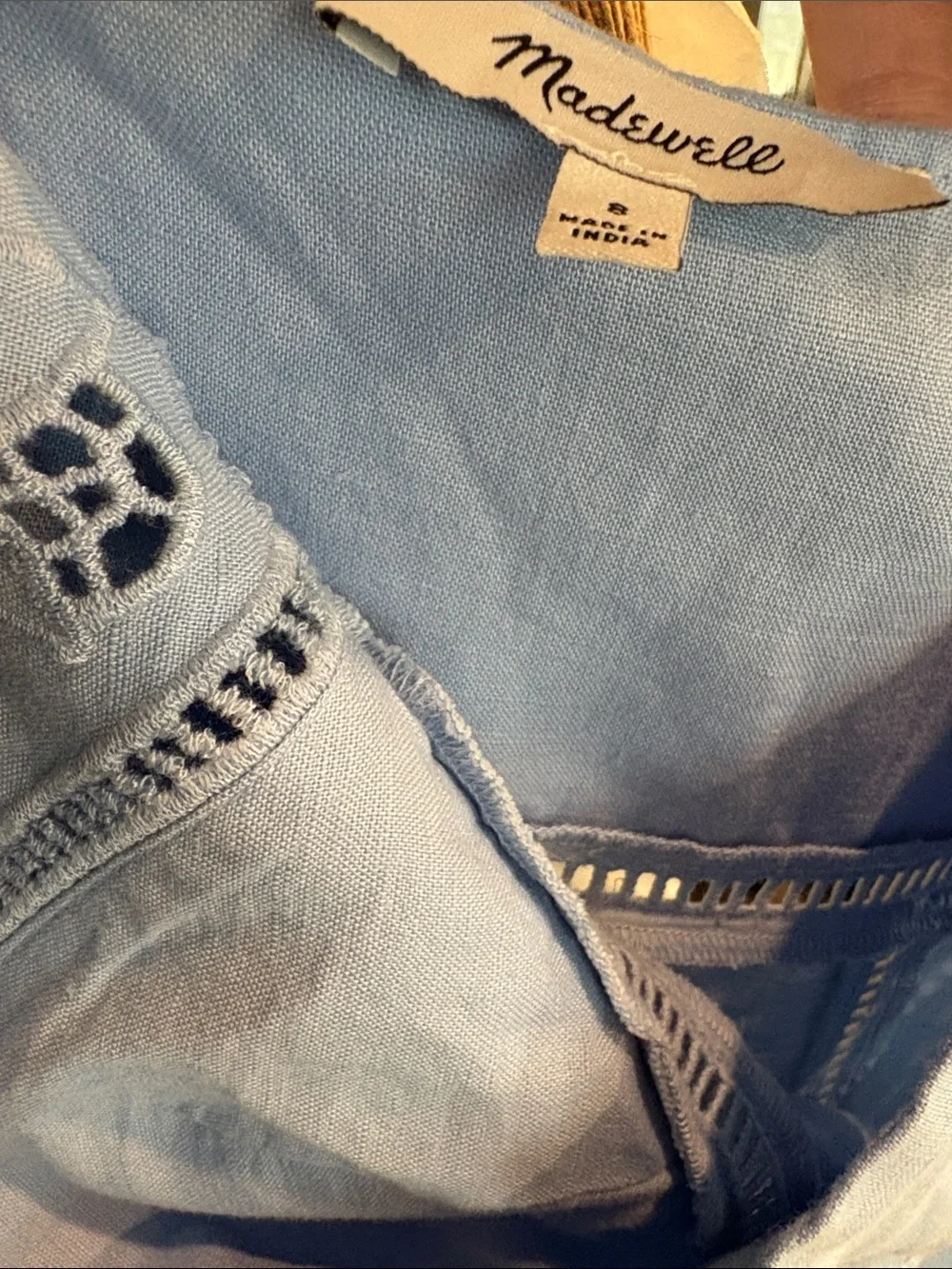Madewell Light Blue Slip Dress with Lace Trim - Picture 4 of 4